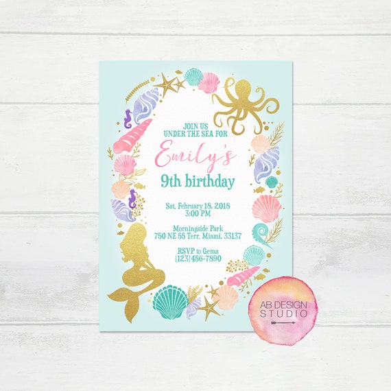 Mermaid Party Invitation Mermaid Birthday Invite Mermaid Baby Shower Little Mermaid Invitations Whimsical Under the Sea Party Decor Il_570xn