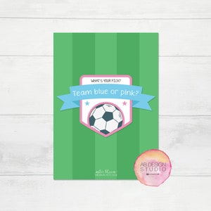 Voetbal geslacht onthullen uitnodiging voetbal uitnodiging team roze of team blauw sport geslacht onthullen voetbal baby shower uitnodigen voetbal Futbol afbeelding 2