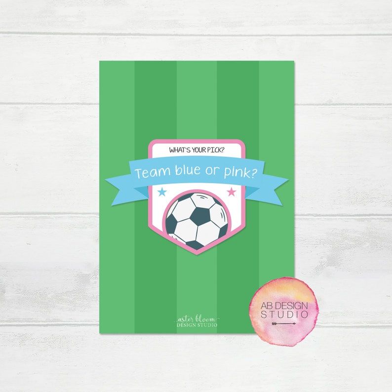 Voetbal geslacht onthullen uitnodiging voetbal uitnodiging team roze of team blauw sport geslacht onthullen voetbal baby shower uitnodigen voetbal Futbol afbeelding 2
