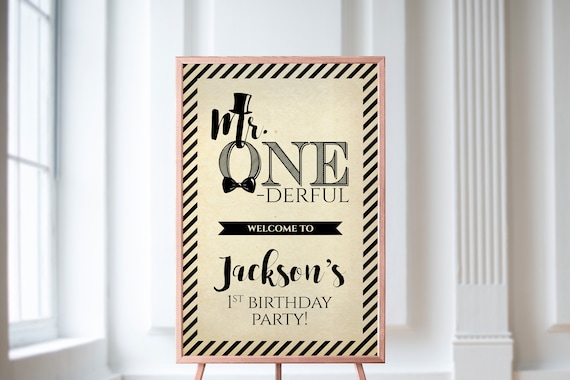 Mr ONEderful Birthday Party, One derful Welcome Sign, 1st Birthday Welcome Sign, Little Mister Party Sign, Mr. OneDerful Birthday Banner Il_570xn