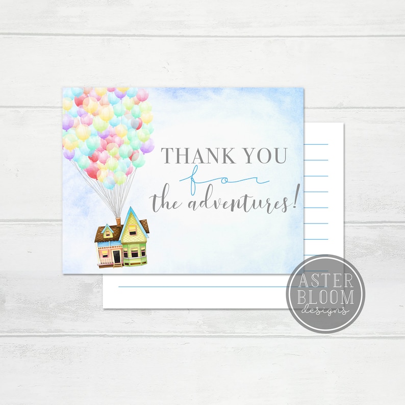 Up Thank You Card Up Movie Card Balloon House A2 Thank You Etsy