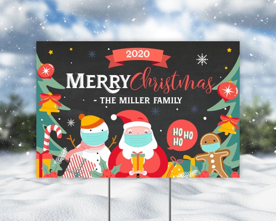 Christmas Yard Sign, Merry Christmas Lawn Sign, Happy Holidays Outdoor Banner, Santa Clause Yard Sign, Personalized Xmas Party Sign Snowman Il_570xn