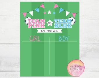 Gender Reveal Sign - Soccer Girl or Boy Tally Sign - Cast Your Vote - Team Pink or Team Blue Poster - Gender Reveal Party Games