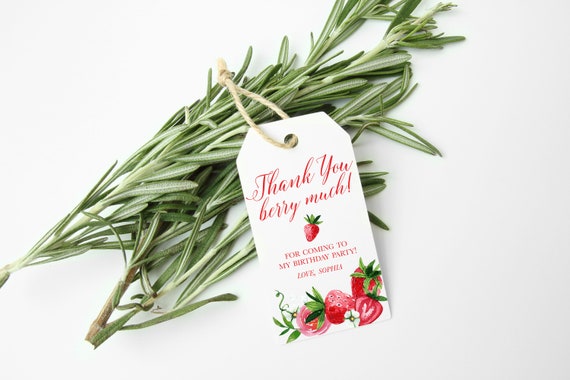 Strawberry Shortcake Favor Tags Berry Gift Tags Strawberry Party Printable Favor Tags Strawberry Fruit Theme Baby Shower Thank You Tags Il_570xn