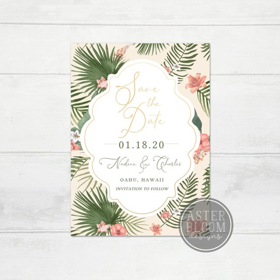 Elegant Tropical Save the Date Cards