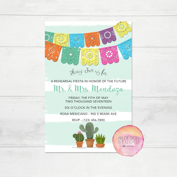 Fiesta Rehearsal Dinner Invitation, Papel Picado Invite, Mexican Fiesta Wedding Invitation, Bridal Shower Invite, Fiesta Wedding Rehearsal B Il_570xn