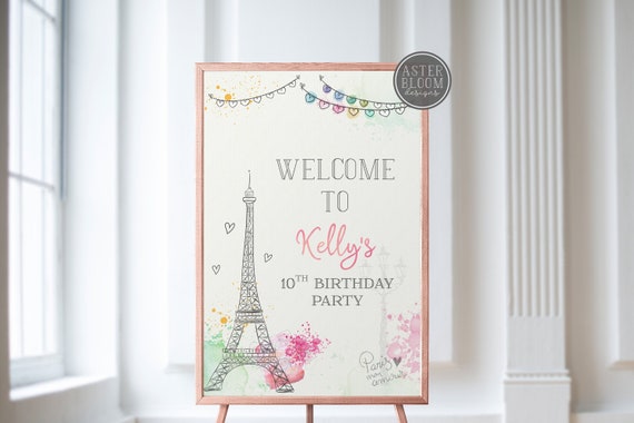 ornate oval frame Gold and pink Welcome Sign paris baby shower welcome sign Paris welcome sign parisian welcome sign Effiel Tower Party