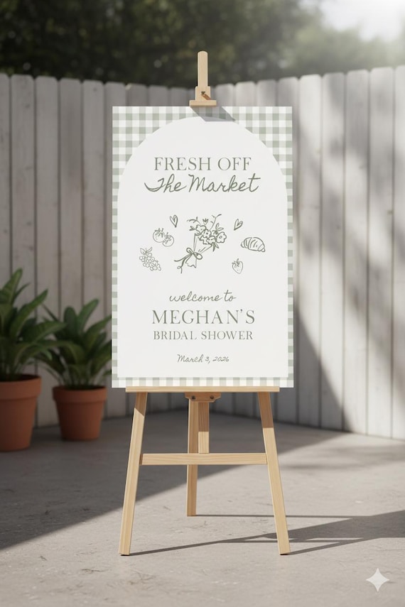 Fresh off the Marker Bridal Shower Welcome Sign Farmer's Market Wedding Floral Market Bridal Shower Flower Bridal Shower Editable Template