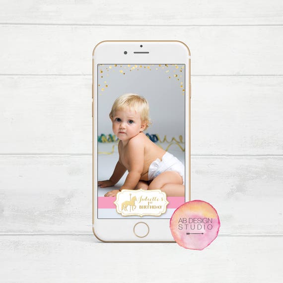 Pony Snapchat Filter, Horse Geofilter, Pink & Gold Geofilter, Birthday Geofilter, Birthday Filter, Snapchat Geofilter, Pink and Gold filter Il_570xn