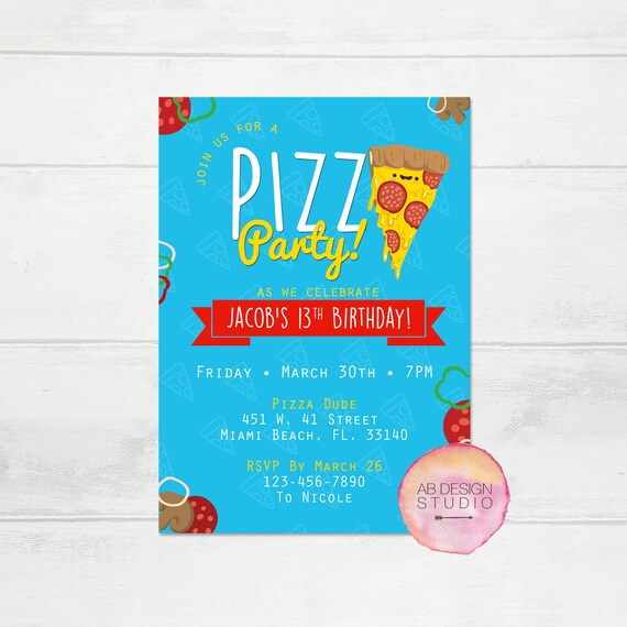Pizza Invitations, Pizza Party Invite, Pizza Birthday Party, Italian Party Invitations, Pizza Time Invitations, Pizza Pie Invite Il_570xn