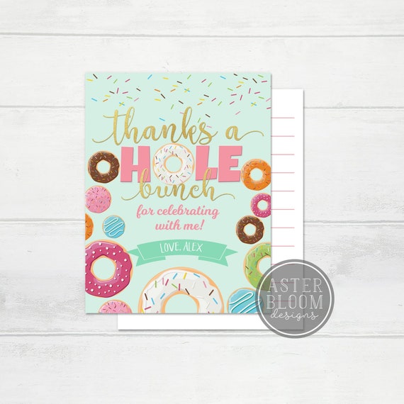 Donut Party Thank You Card, Donut Grow Up A2 Thank You Card, Doughnut Greeting Card, Donut Birthday Party, Donuts Card Il_570xn