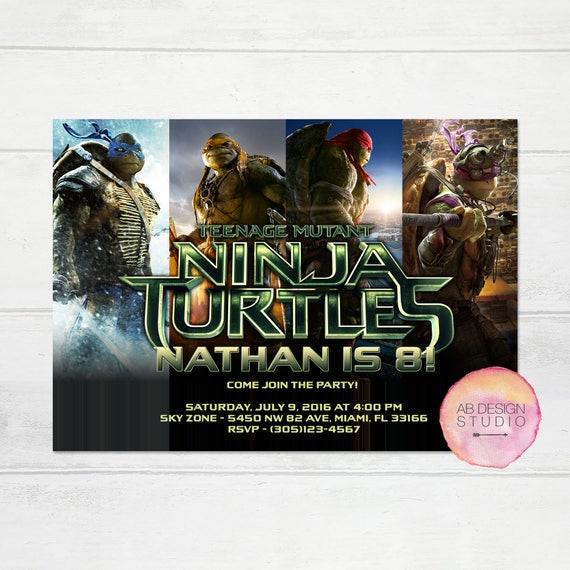 Tmnt Birthday Invitation Teenage Mutant Ninja Turtles Digital