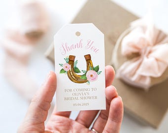 Kentucky Derby Pink Bridal Shower Favor Tags Horseshoe Gift Tags Lucky in Love Printable Favor Horse Derby Birthday Thank You Derby Party