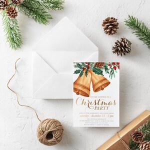 Elegant Christmas Invitation Merriment and Cheer Invite - Etsy