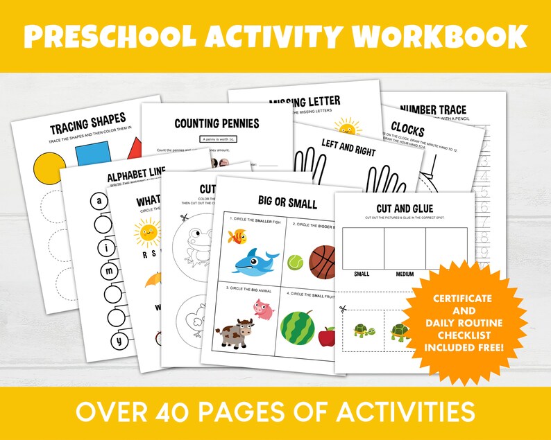 Preschool Workbook Printable Pre K Homeschool Printables | Etsy