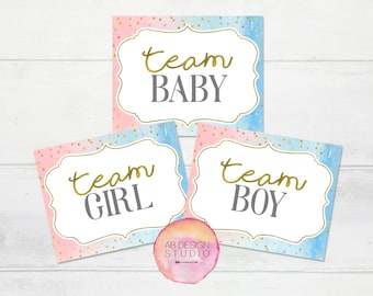 Gender Reveal Signs - Gender Reveal Photo Booth Props - Gender Announcement Sign - Team Boy vs Team Girl Sign - Boy or Girl Printable Sign