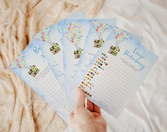 UP Baby Shower Games Template Game Bundle Set Printable Gender Reveal Party UP MOVIE Theme Bingo Predictions Baby Advice Don't Say Baby