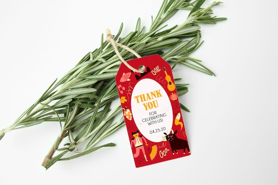 Paella Party Favor Tags Flamenco Gift Tags Rehearsal Dinner Printable Favor Tags Sangria and Tapas Thank You Tags Spain Wine Bottle Tags Il_570xn