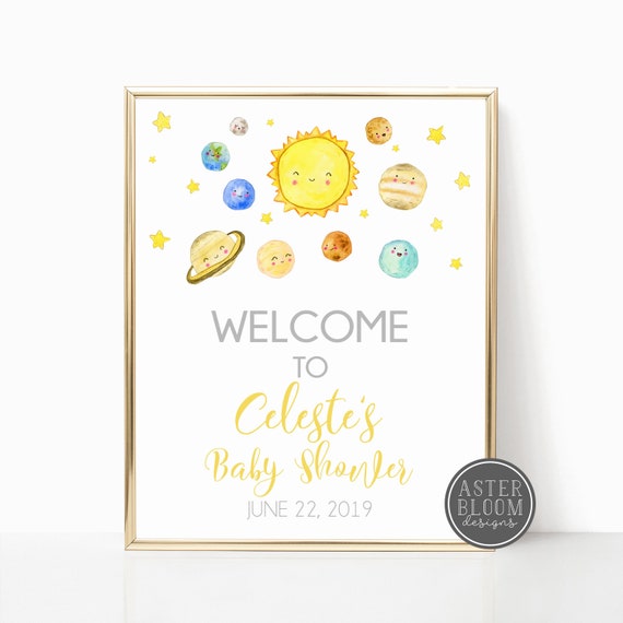 Space Baby Shower Welcome Sign - Solar System Welcome Sign - Planets Welcome Sign - Baby Shower Poster - Shower Sign- Baby Shower Printables Il_570xn