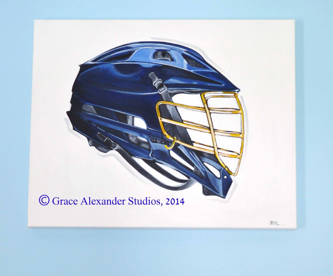 Original Custom Lax Navy Lacrosse Blue Gold Helmet Team Logo Etsy
