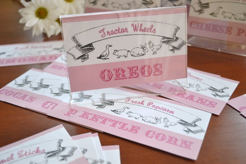 Fair Day Farm Birthday Party Food Display Cards Etsy