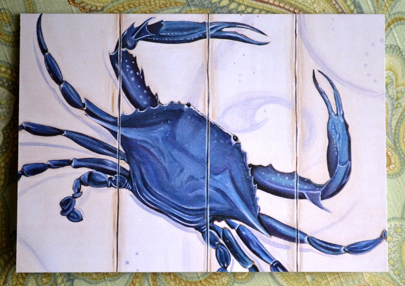 Blue Crab Dozen 5x7 Chesapeake Coastal Crab Virginia Personalization Add on Stationary Set Annapolis Envelopes Maryland Card