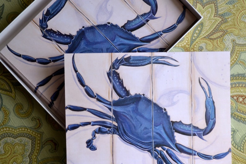 Blue Crab Dozen 5x7 Chesapeake Coastal Crab Virginia Personalization Add on Stationary Set Annapolis Envelopes Maryland Card