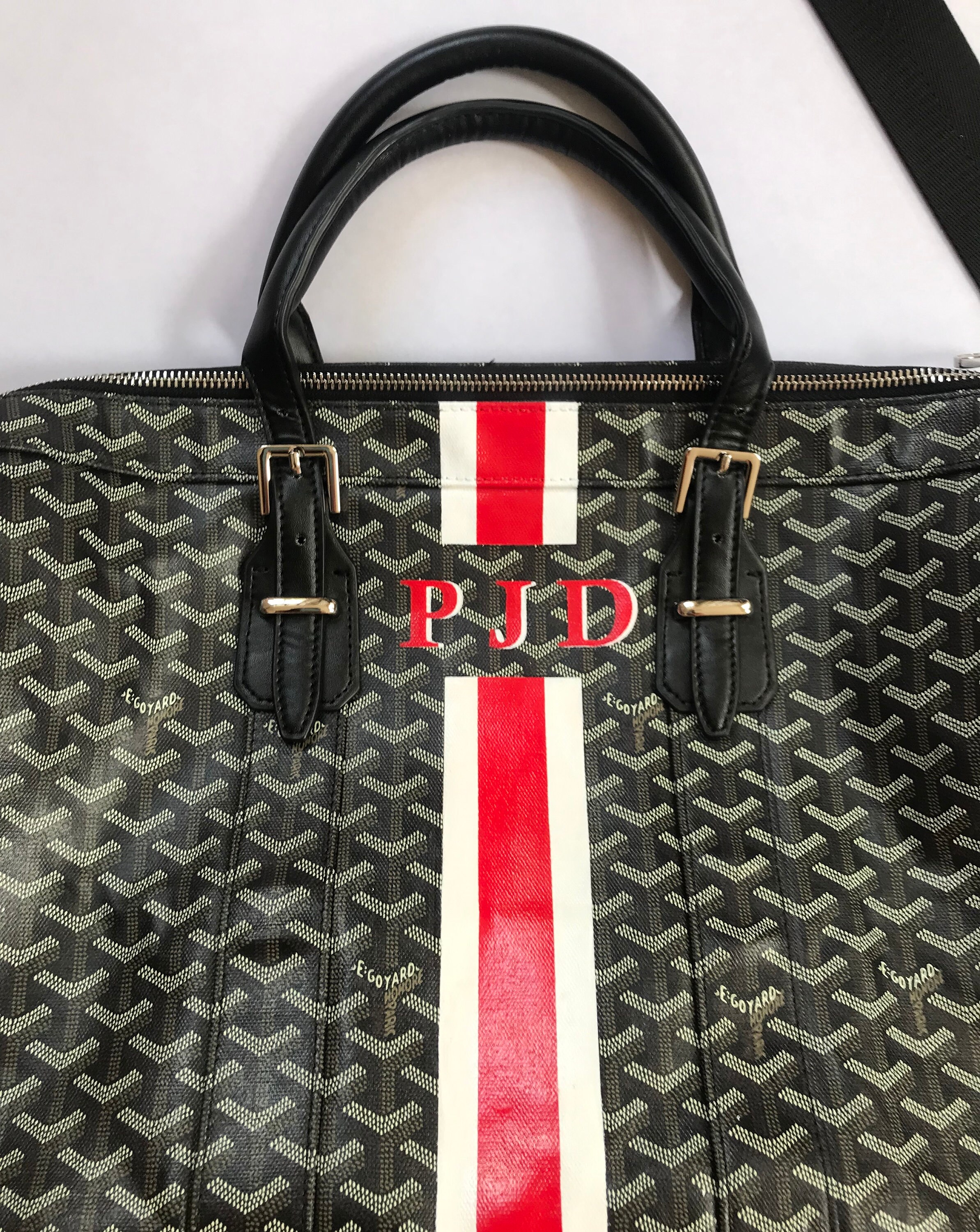 3 initials Personalized Leather Service Goyard Mens Duffle Etsy