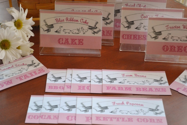 Fair Day Farm Birthday Party Food Display Cards Etsy