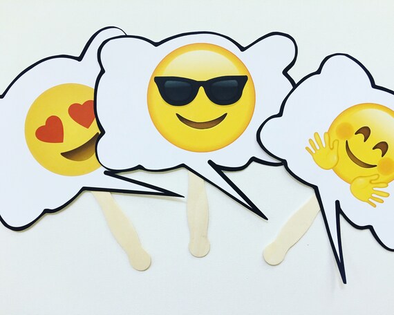 Set Of 5 Bubble Word Emoji Sign Paddle Prop Birthday Escape Etsy