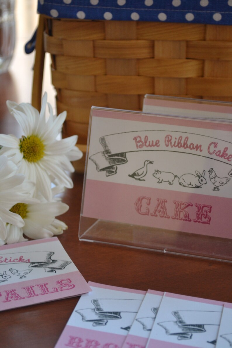 Fair Day Farm Birthday Party Food Display Cards Etsy
