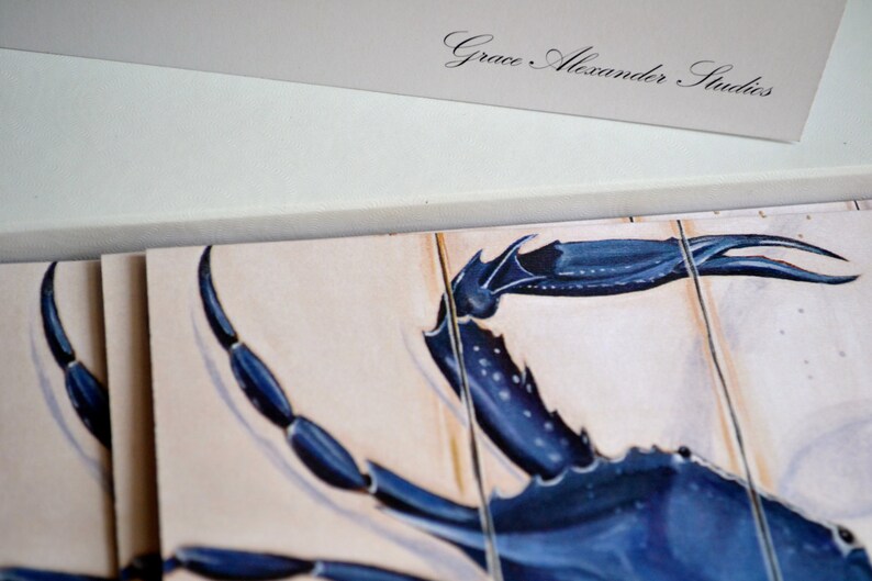 Blue Crab Dozen 5x7 Chesapeake Coastal Crab Virginia Personalization Add on Stationary Set Annapolis Envelopes Maryland Card