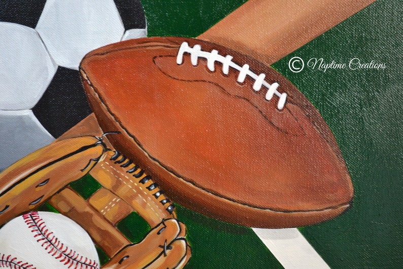 Acrylic Canvas Soccer Basketball Football Baseball Glove Sports Art Boy Room Canvas Original Personalized Painting
