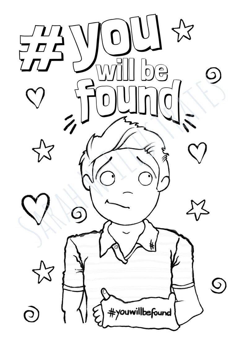 Colouring Sheet Dear Evan Hansen Musical Theatre// Digital | Etsy