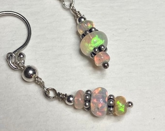Ethiopian Wello Opal sterling silver dangle drop earrings