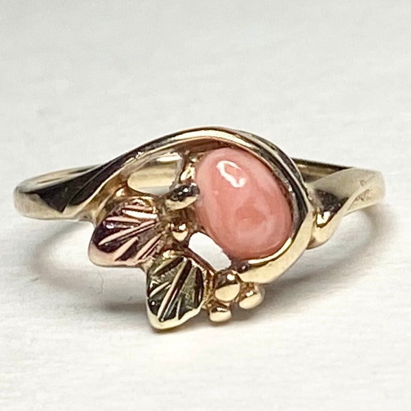 Oregon Pink Opal Black Hills Gold trim-tone ring solid 10k gold