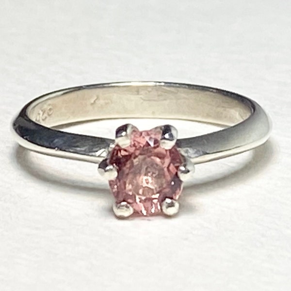 Natural Peachy-Pink Spinel in a vintage sterling silver ring setting