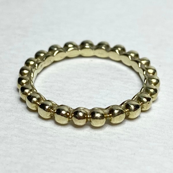 Solid 18k 2.4mm beaded Eternity stackable band ring