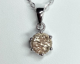 Oregon Sunstone pendant necklace solitaire fancy precision cut