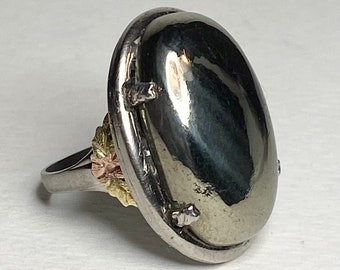 BOLD Natural golden pyrite in solid sterling silver and 10k Black Hills Gold appearing accents