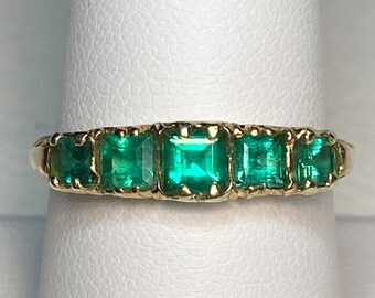 Natural Emerald Antique 18ct 18k band Ring Birmingham 1910