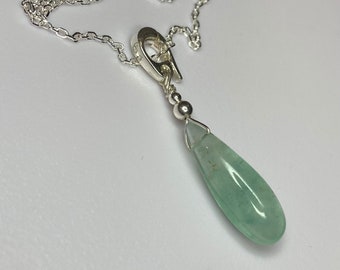 Chrysoprase pendant enhancer necklace in sterling silver