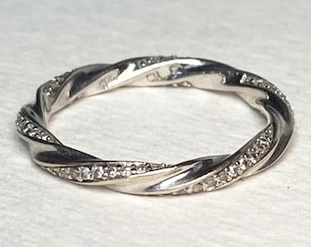 Natural Diamond Twist Eternity band ring in solid 10k gold size 6