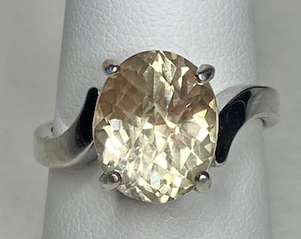 Checkerboard Faceted Oregon Sunstone Bypass Solitaire 4ct size 7