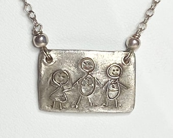 Three Children Sterling and Fine Silver Necklace OOAK