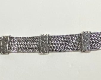 Lois Hill wide woven toggle sterling silver bracelet