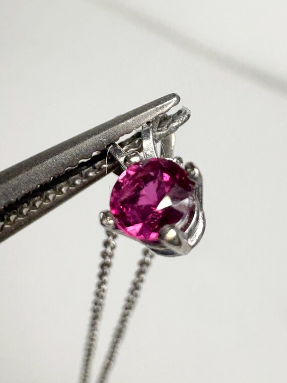 Ruby Solitaire Pendant Necklace Solid 14k White G… - image 13