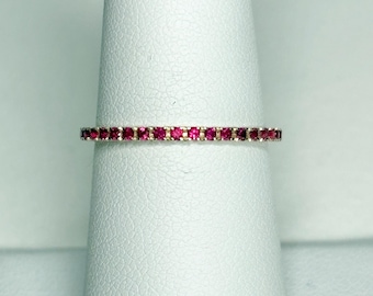 Natural Ruby Petite Full Eternity Band Ring Solid 14k Gold size 7
