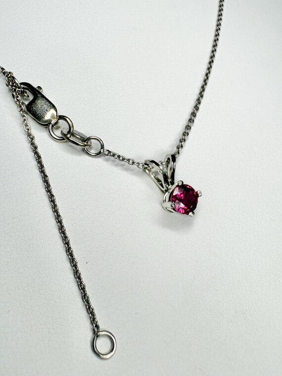 Ruby Solitaire Pendant Necklace Solid 14k White G… - image 6