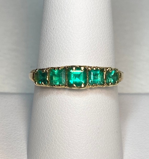 Natural Emerald Antique 18ct 18k band Ring Birmin… - image 1